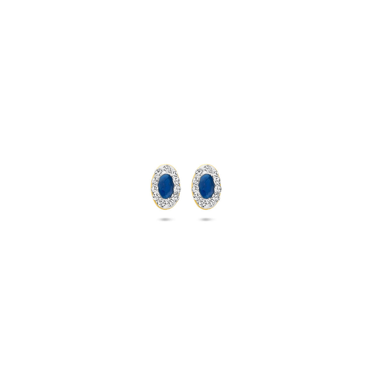 Ohrstecker synth. Swarovski und Saphir 5,5 mm 14K Gelbgold