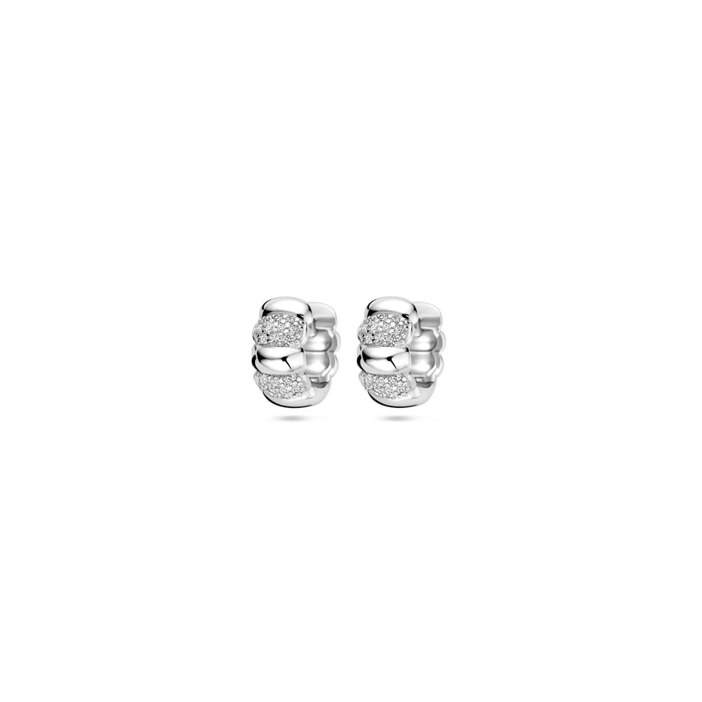 Klappcreolen Zirkonia 11 mm Silber rhodiniert