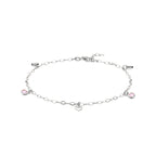 Fußkettchen Herz und rosa Zirkonia 24 + 2 cm Silber rhodiniert