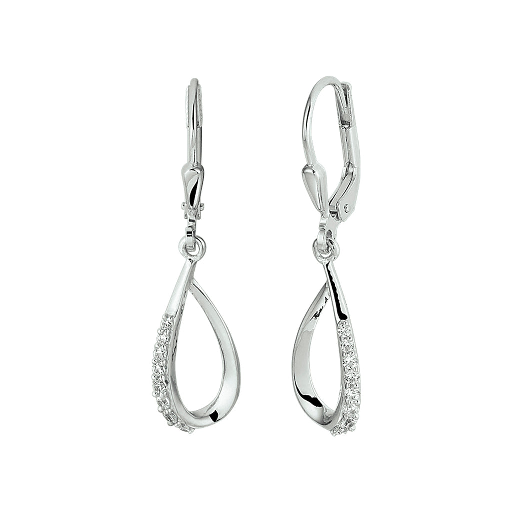 oorhangers druppel zirkonia brisur haak zilver gerhodineerd