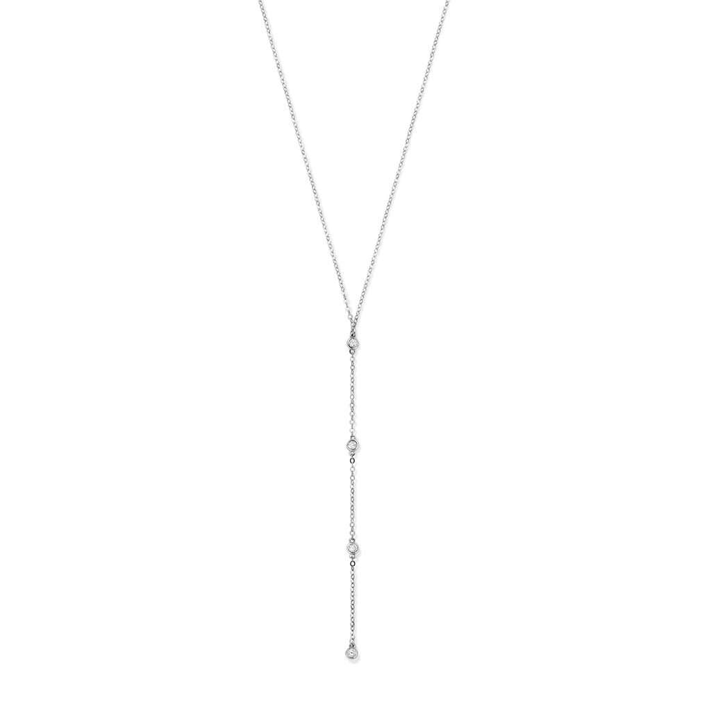 y-collier zirkonia 41 + 4 cm zilver gerhodineerd
