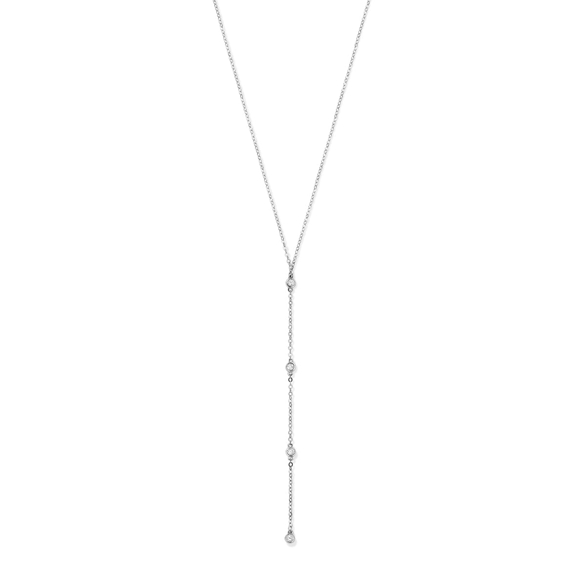 y-collier zirkonia 41 + 4 cm zilver gerhodineerd