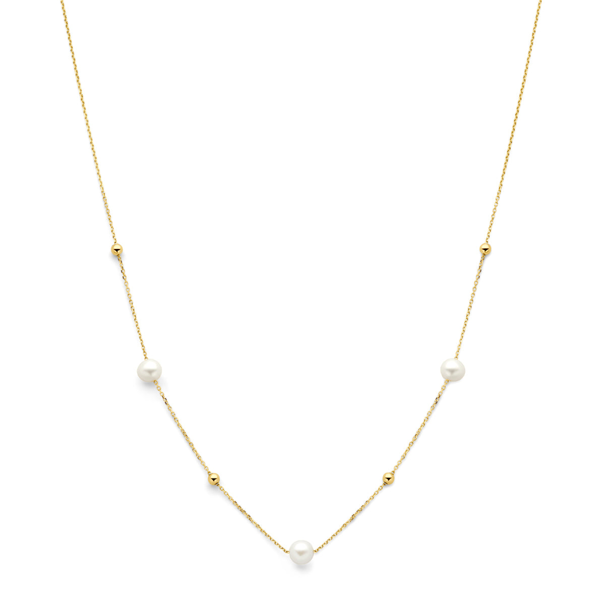 Halskette Kügelchen und Perlen 42 - 45 cm 14K Gelbgold
