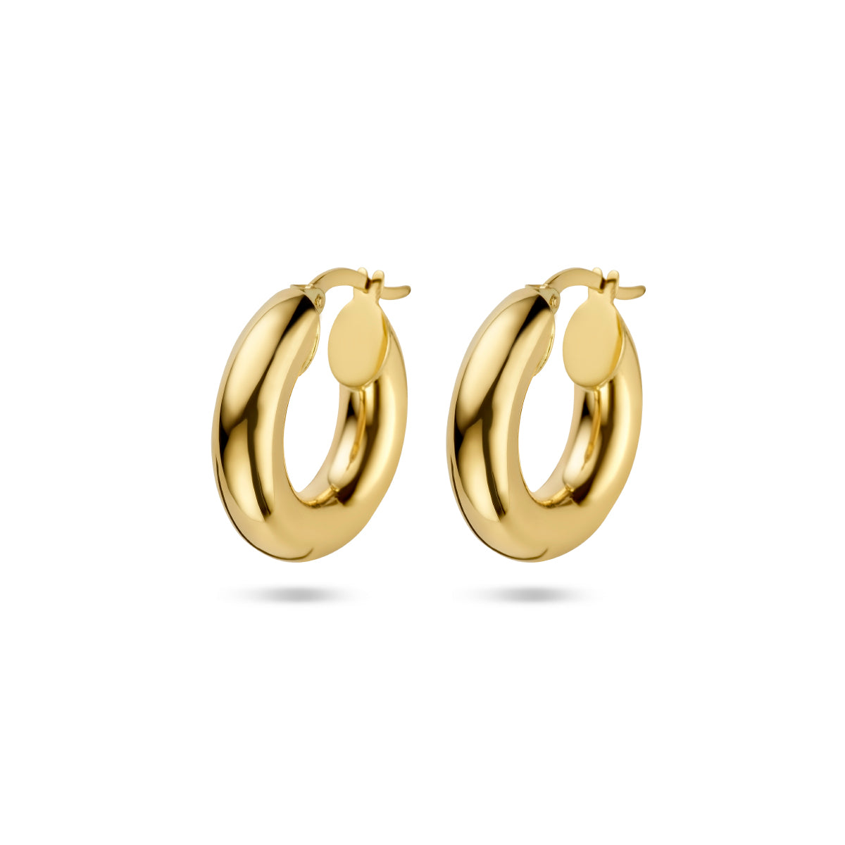 oorringen 5,0 mm ronde buis 14K geelgoud - rond