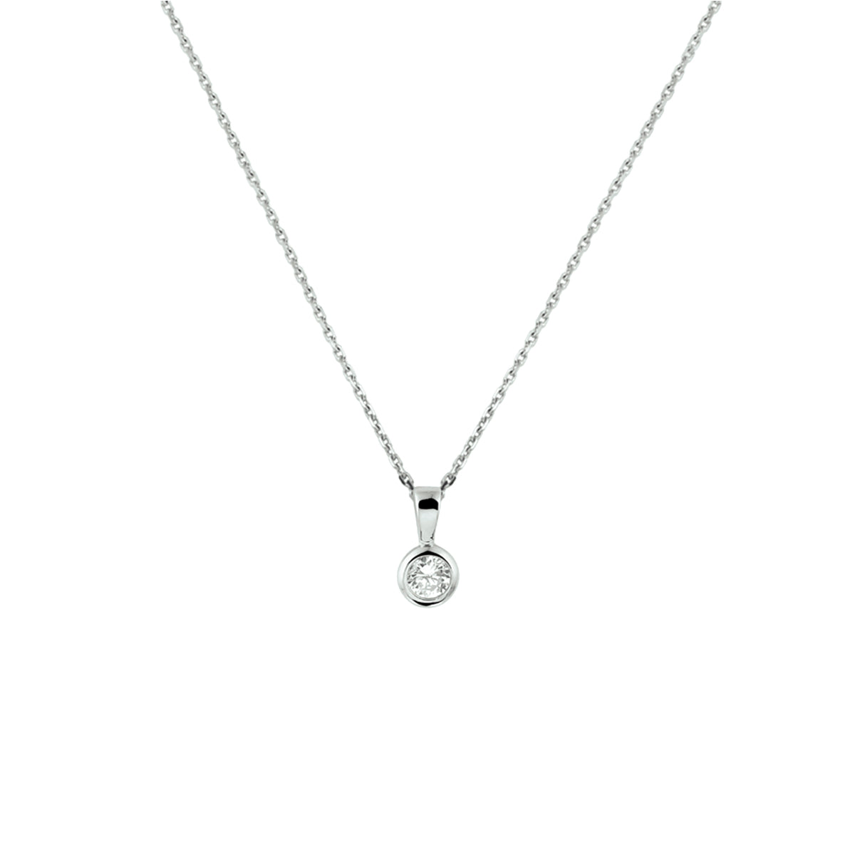 Halskette Zirkonia 41 + 4 cm Silber rhodiniert