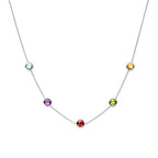 Halskette farbige Steine ​​42 - 43,5 - 45 cm Silber rhodiniert