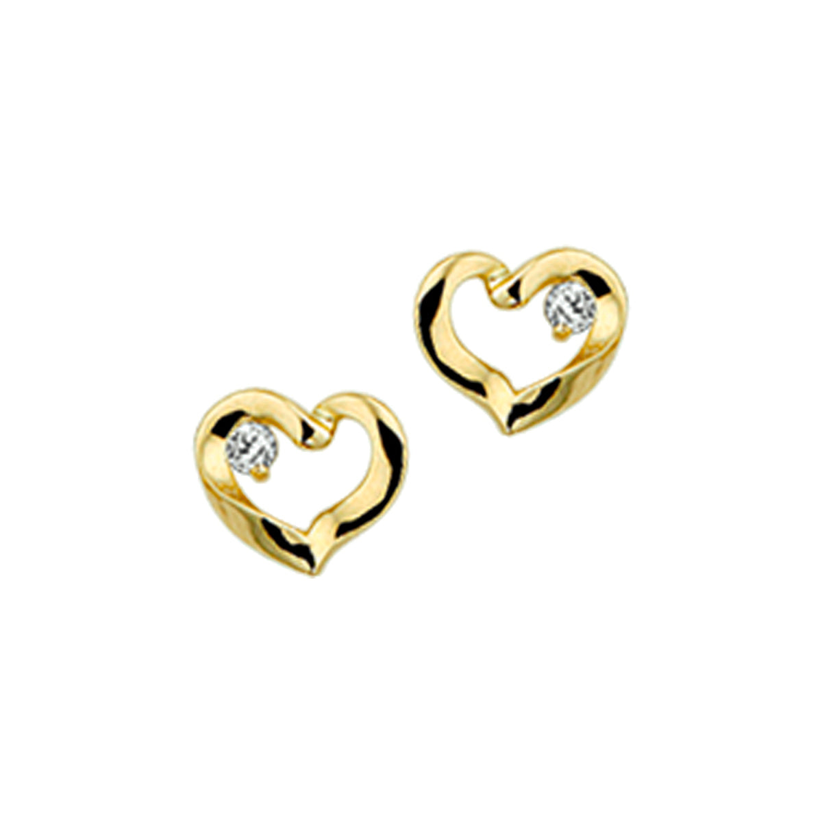 Ohrstecker Herz Zirkonia 14K Gelbgold
