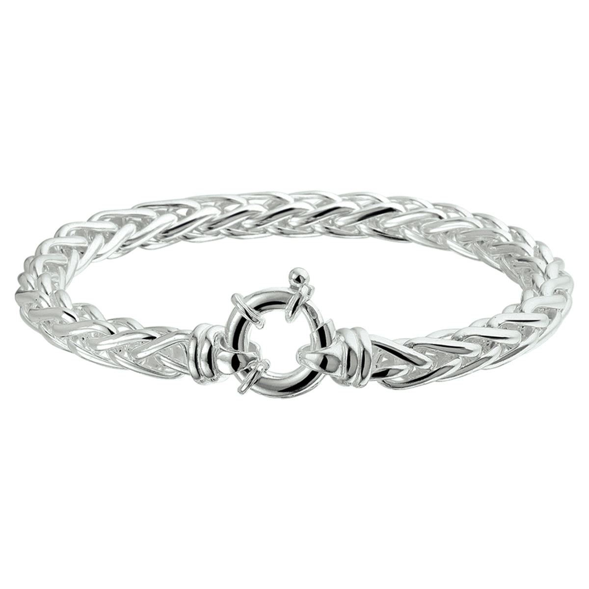 Armband Fuchsschwanz 6,5 mm 19 cm mit großem Federringverschluss rhodiniert Silber