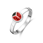 Ring Marienkäfer Emaille Silber weiß
