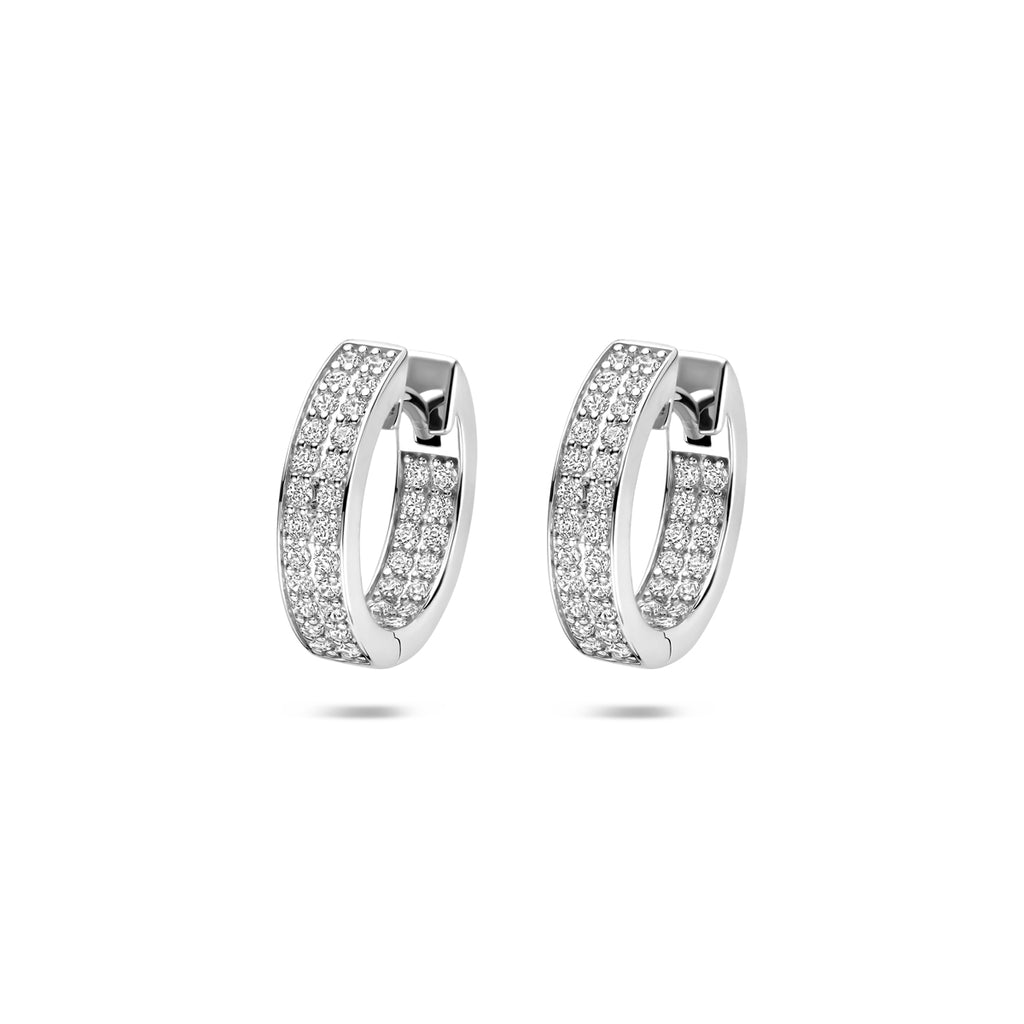 Klappcreolen Zirkonia 15 mm Silber rhodiniert