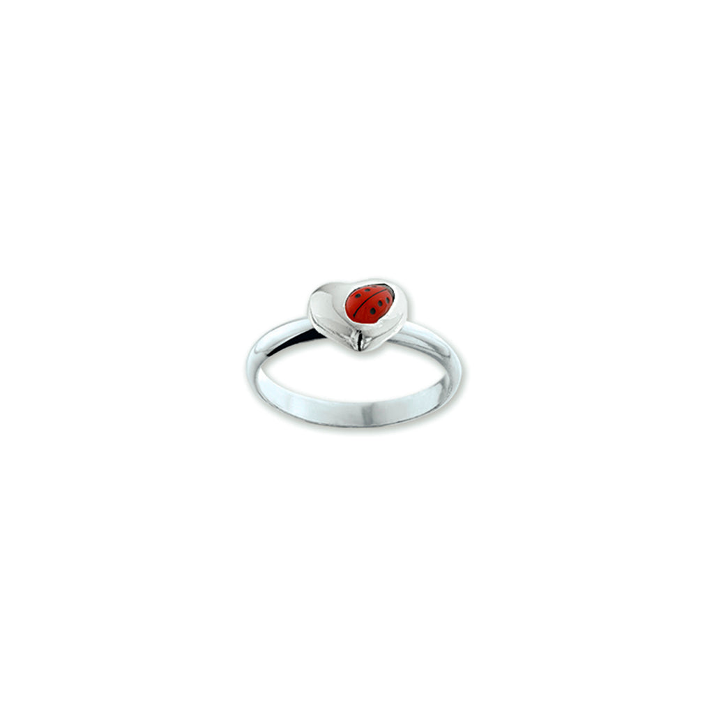 Ring Marienkäfer Herz Emaille Silber rhodiniert