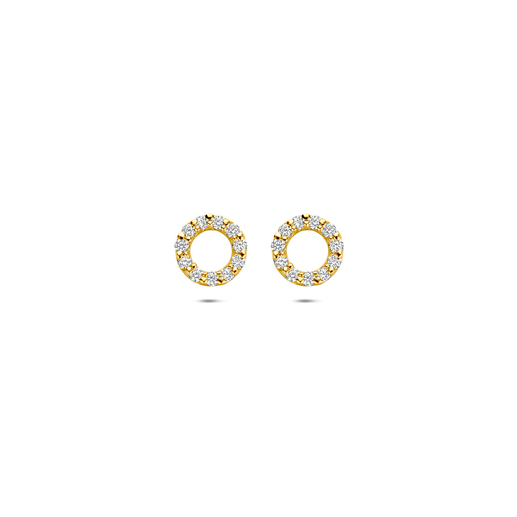 9k oorknoppen zirkonia 6,5 mm 9K geel