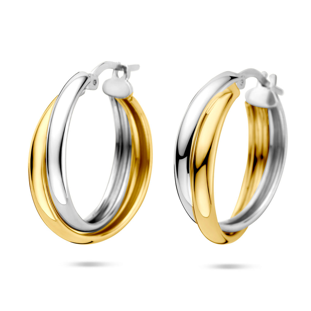 Ohrringe 23,5 mm 1 Mikron versilbert (Gelb/Rhodium)