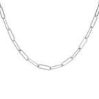 collier paperclip platte buis 3,8 mm 41 + 4 cm zilver gerhodineerd