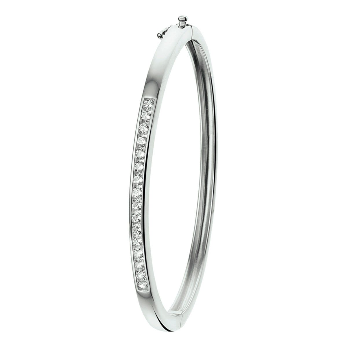 Armreif Scharnier Zirkonia 4 mm Silber rhodiniert