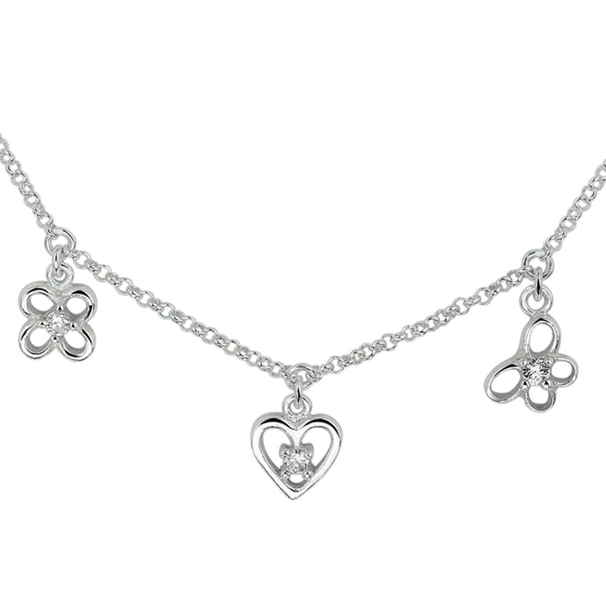 Halskette Charms Zirkonia Sortiment 36 + 2 cm Silber Weiß