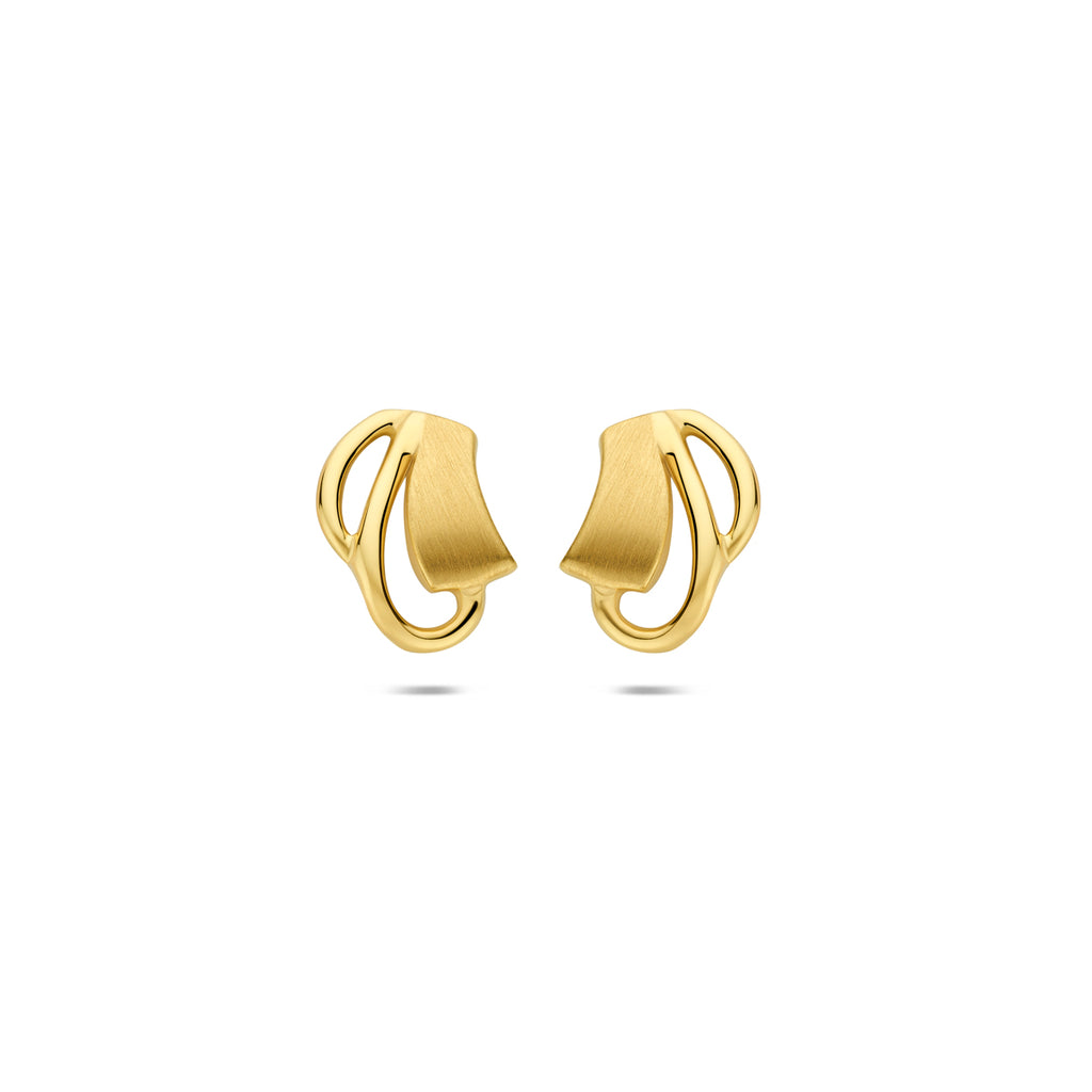 oorknoppen poli/mat 14K geelgoud