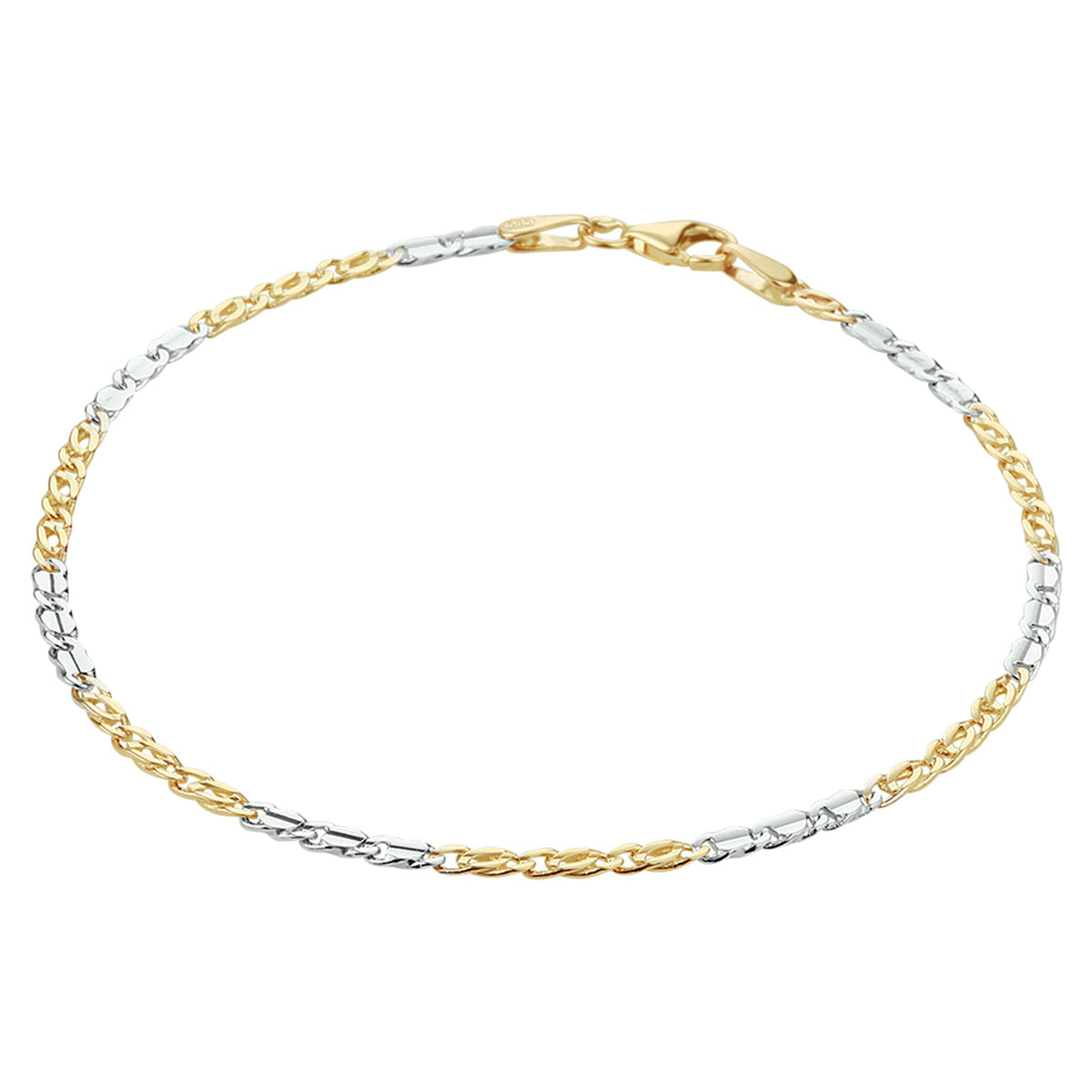 armband valkenoog 2,1 mm 14K bicolor goud geel/wit
