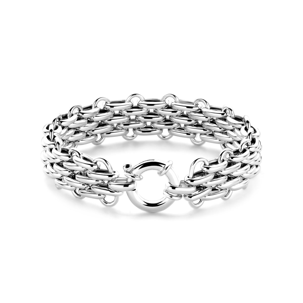 Armband mit großem Verschluss 16,5 mm 19,5 cm Silber rhodiniert