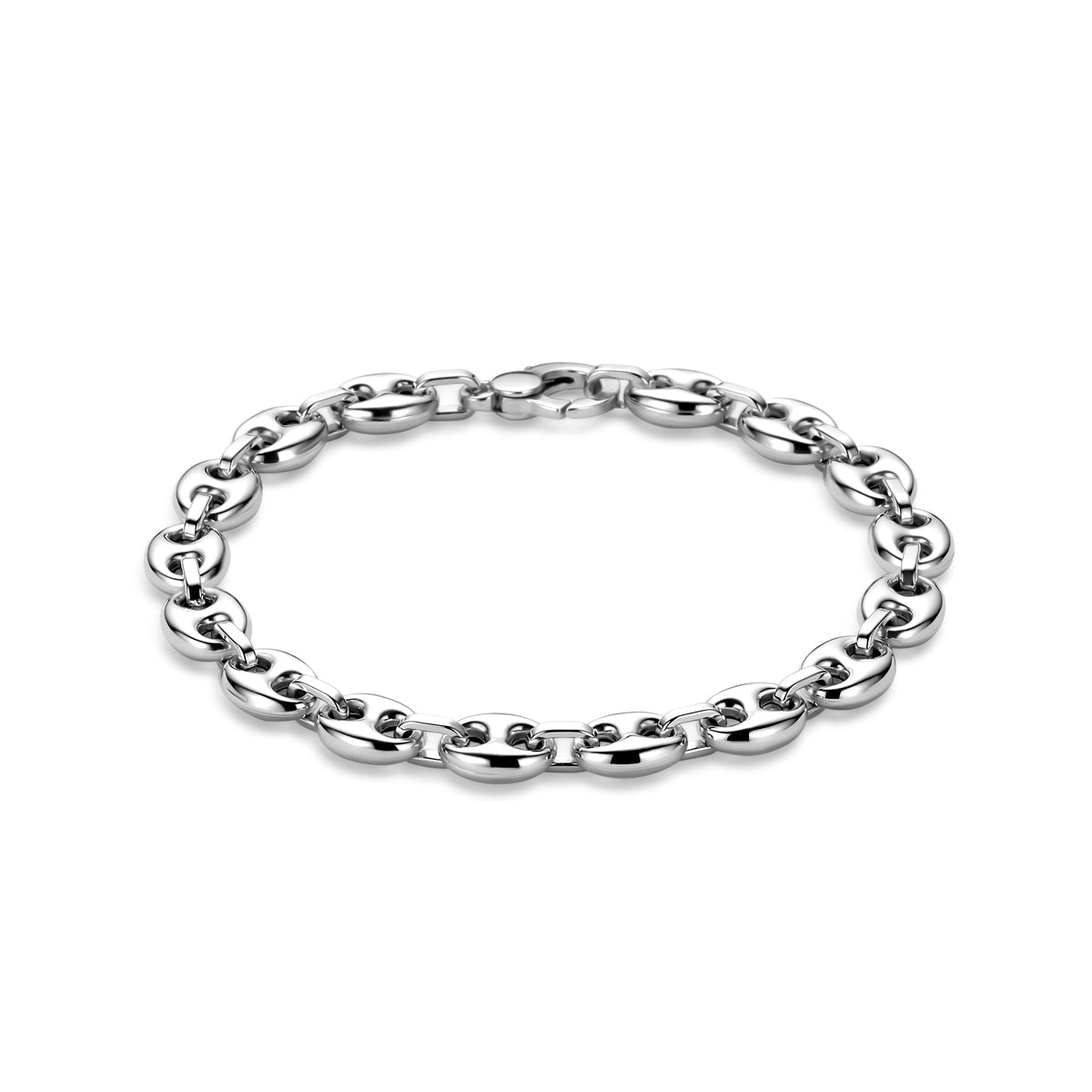 Armband Kaffeebohne 7,5 mm 19 cm Silber rhodiniert