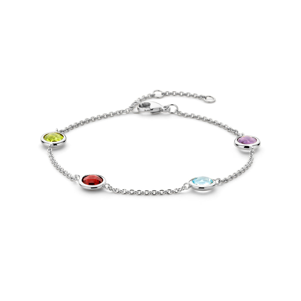 Armband Farbsteine ​​17 - 18,5 - 20 cm Silber rhodiniert