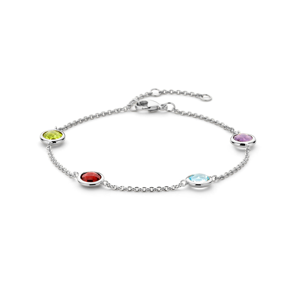 Armband Farbsteine ​​17 - 18,5 - 20 cm Silber rhodiniert