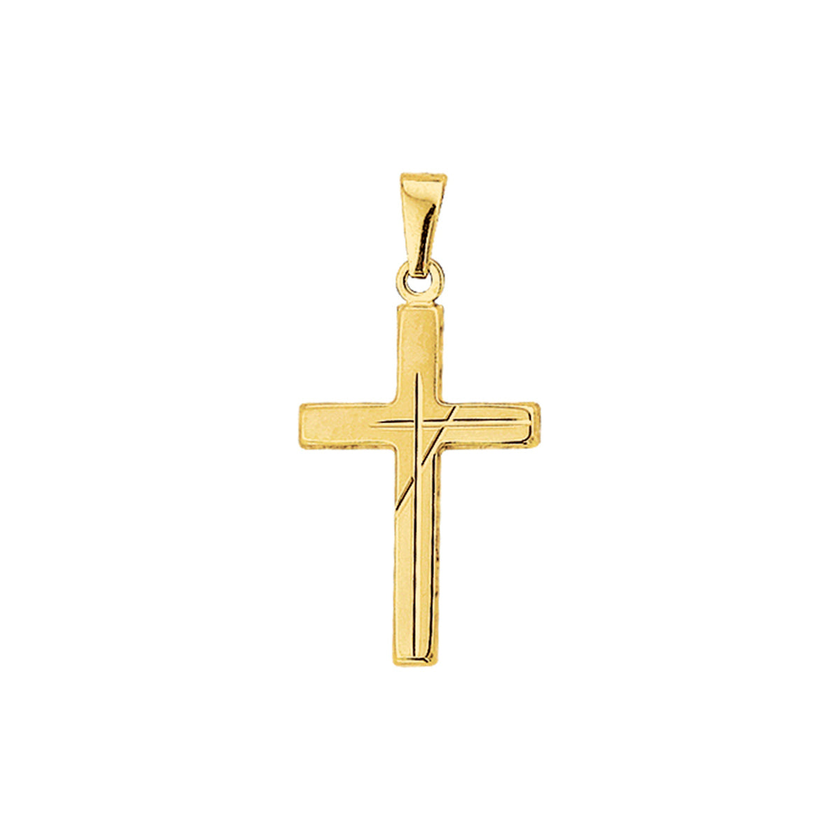 Anhänger Kreuz poly/matt diamantiert 14K Gelbgold