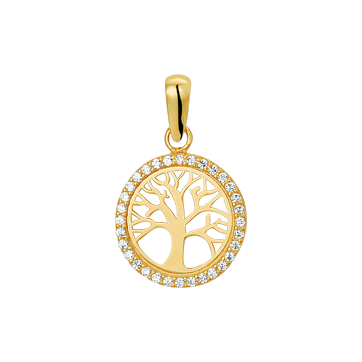 hanger levensboom zirkonia 14K geelgoud