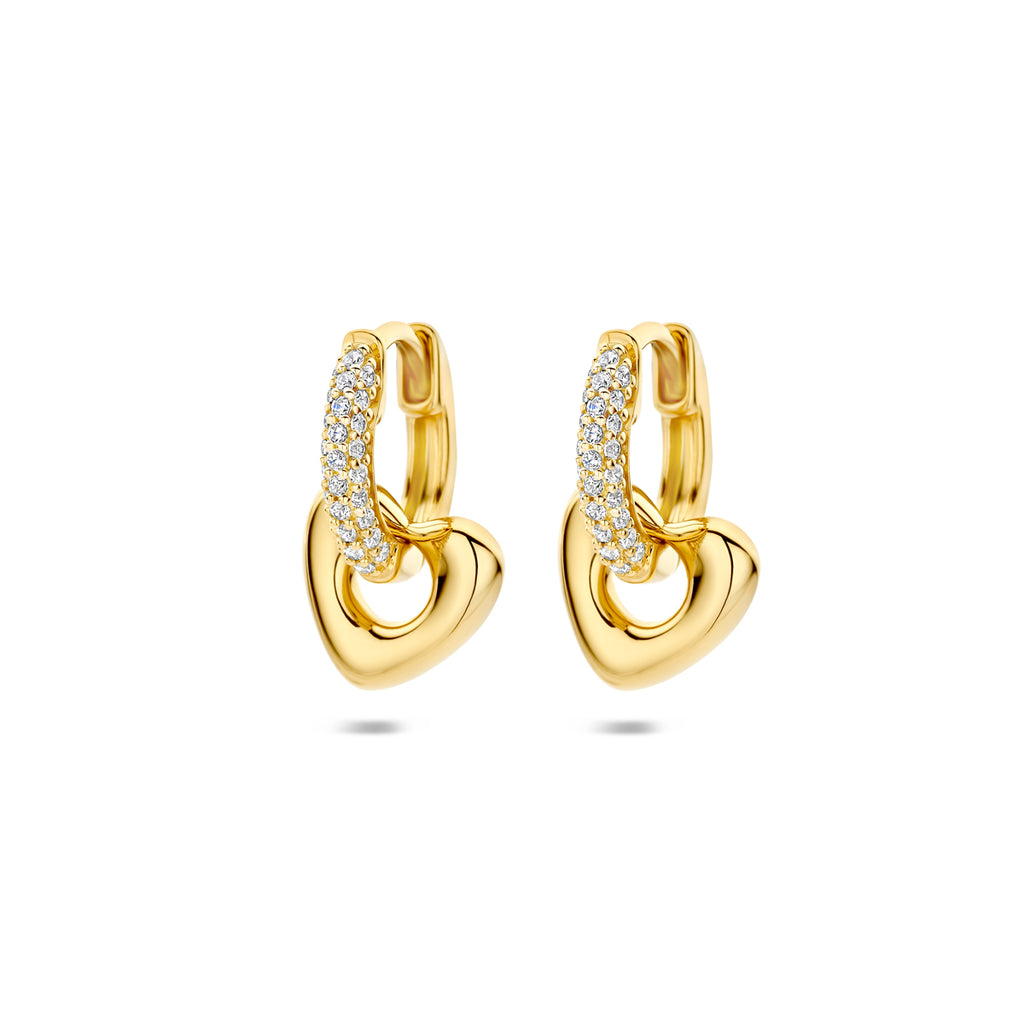 oorringen hartje zirkoina 17 mm 1 micron zilver verguld (geel)