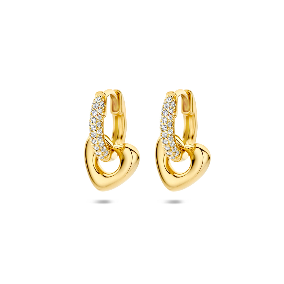 oorringen hartje zirkoina 17 mm 1 micron zilver verguld (geel)