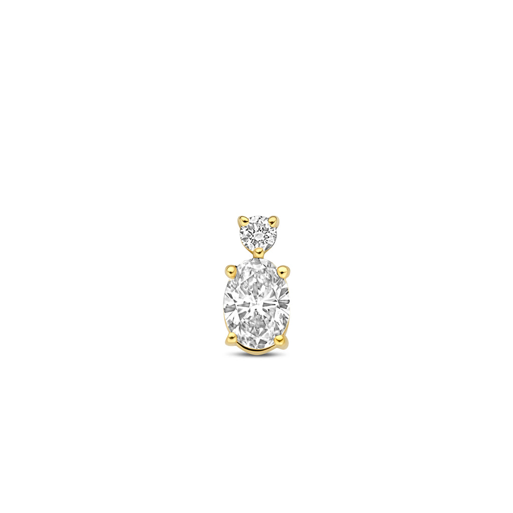 hanger lab grown diamant 0.33ct f vs 8 mm 14K geelgoud - ovaal