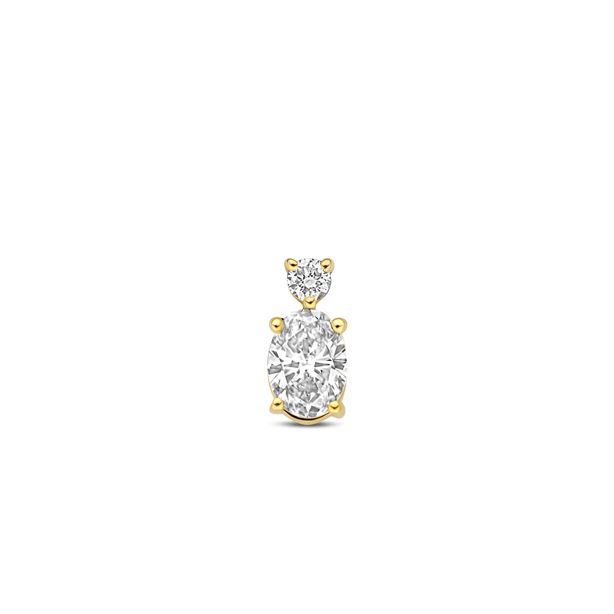 hanger lab grown diamant 0.33ct f vs 8 mm 14K geelgoud - ovaal