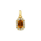 hanger citrien en lab grown diamant 0.08ct f vs 7,5 mm 14K geelgoud