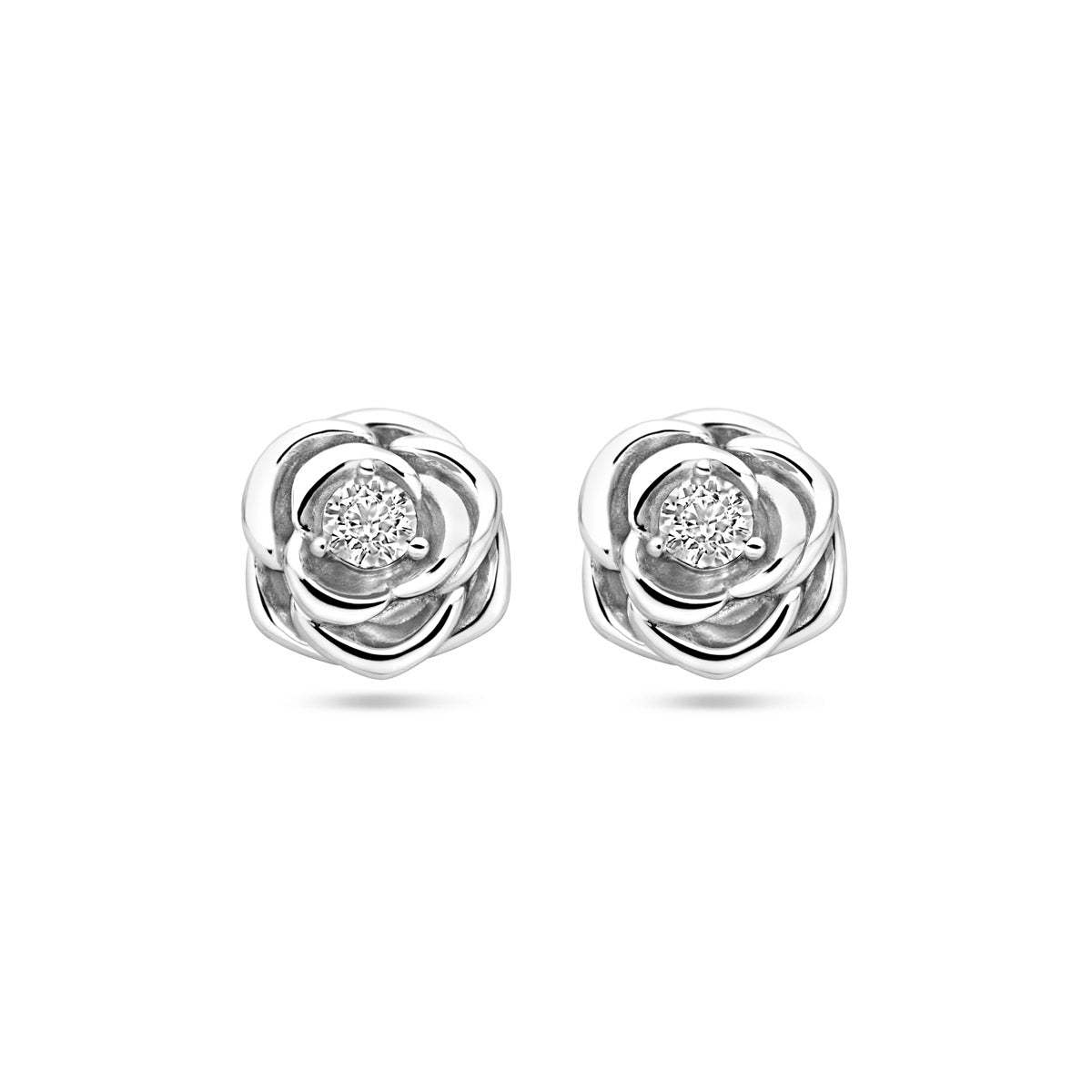Ohrstecker Rose Zirkonia Silber rhodiniert