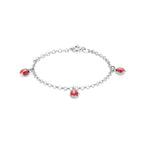 Armband Emaille Marienkäfer 13 + 3 cm Silber rhodiniert