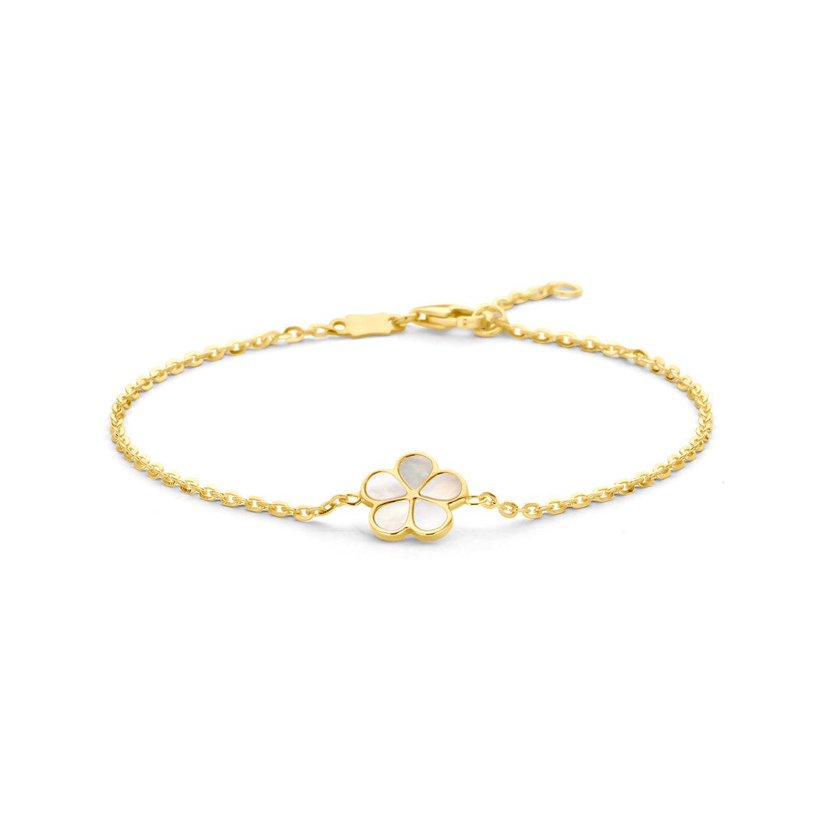 Armband Perlmutt Blume 16 - 18 cm 14K Gelbgold