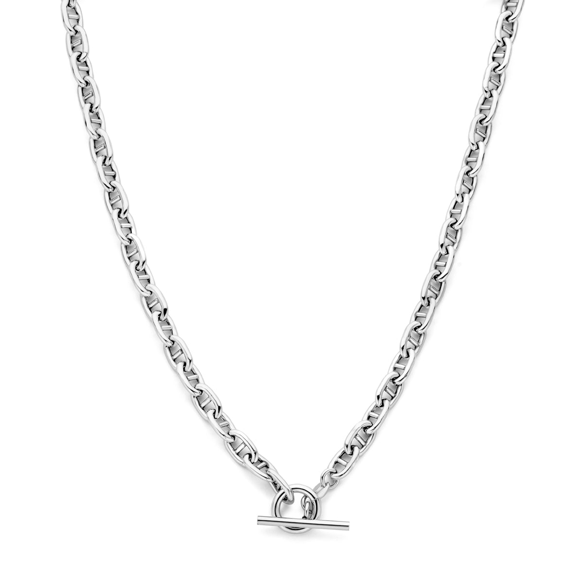 Halskette Marine runde Röhre 5,9 mm 42 cm Knebelverschluss Silber rhodiniert