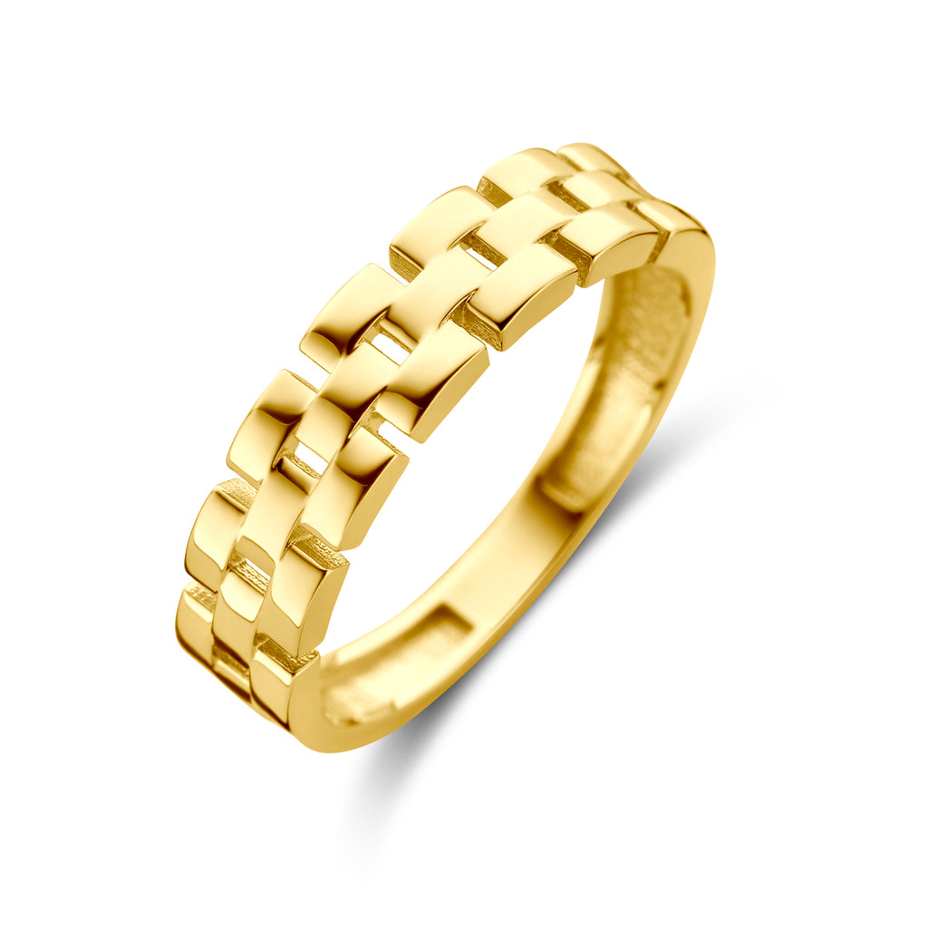 ring schakel 14K geelgoud - schakelmotief