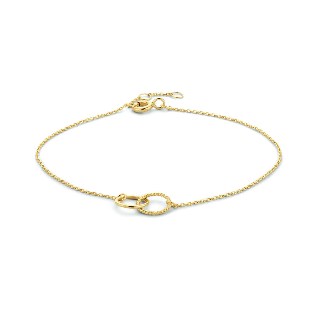 9k armband rondjes 16,5 - 17,5 - 18,5 cm 9K geel - rondje,bolletje,ringetje,draad