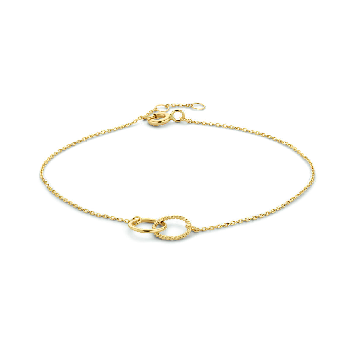 9k armband rondjes 16,5 - 17,5 - 18,5 cm 9K geel - rondje,bolletje,ringetje,draad