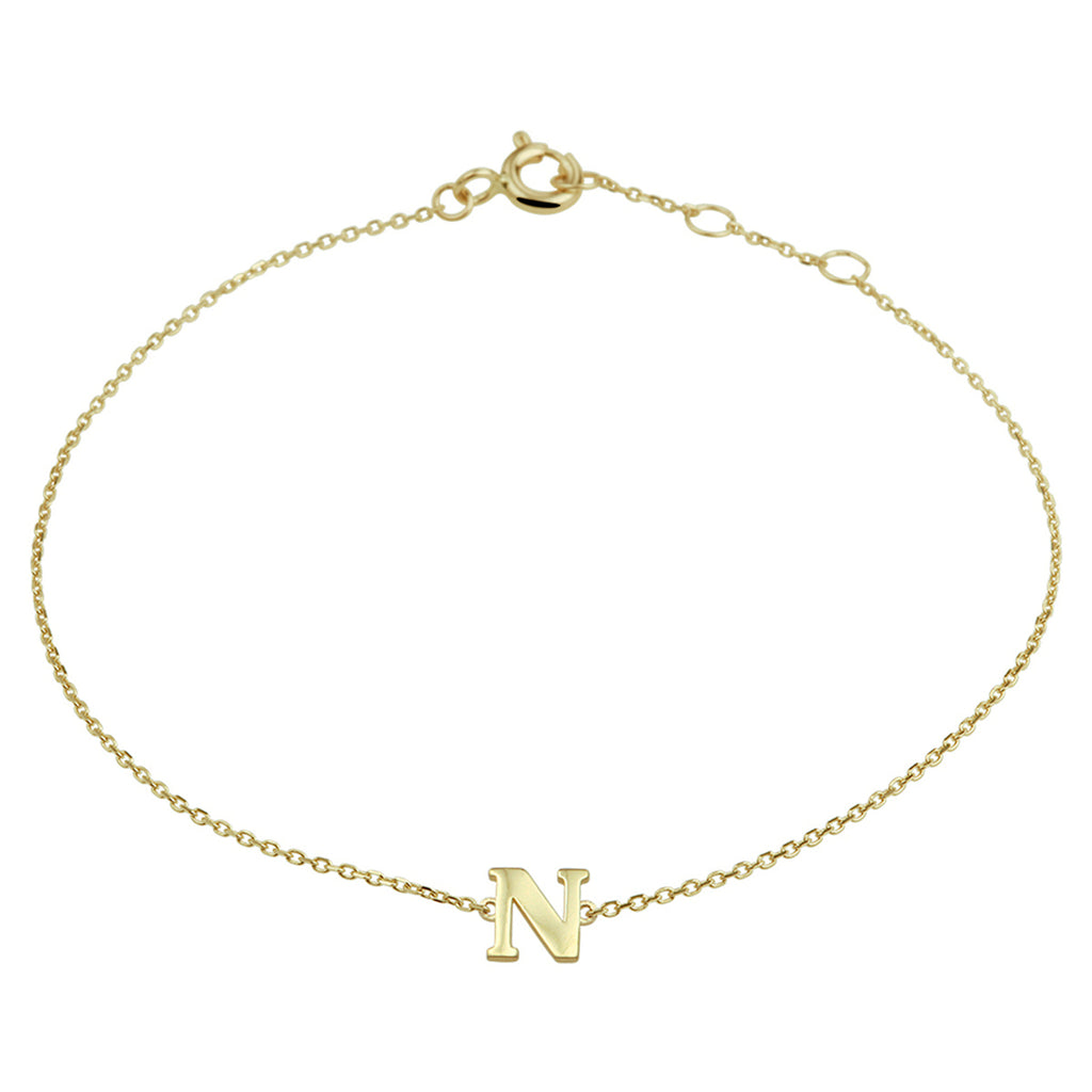 Armband Buchstabe 16,5 - 17,5 - 18,5 cm 14K Gelbgold