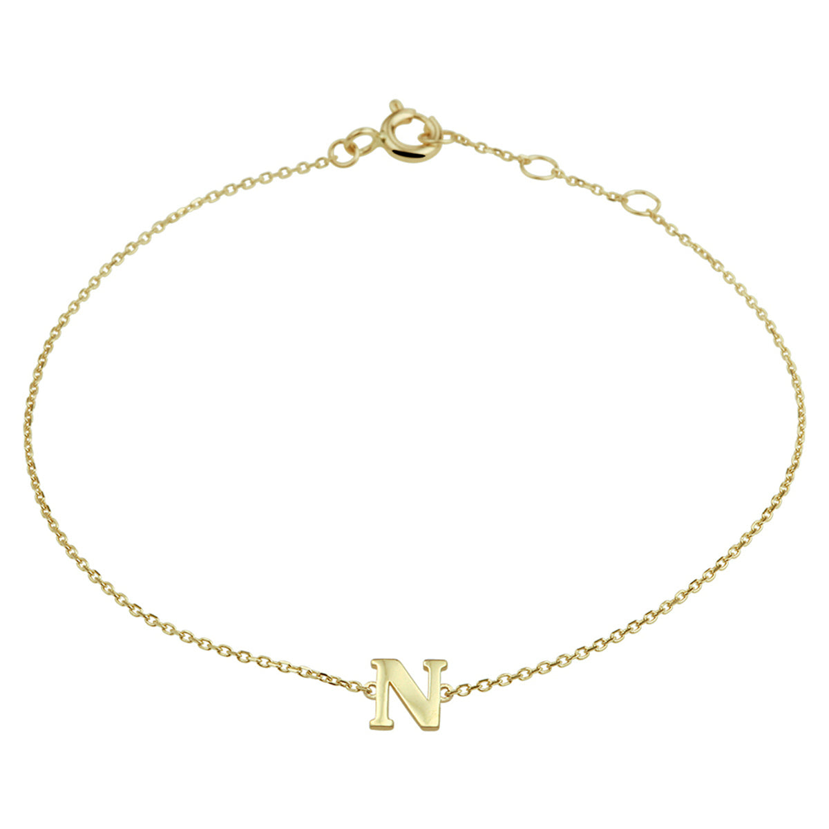 Armband Buchstabe 16,5 - 17,5 - 18,5 cm 14K Gelbgold
