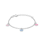 armband vlinder emaille 13 + 3 cm zilver gerhodineerd