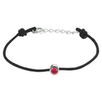 armband katoen synth. robijn 15,5 + 2,5 cm zilver gerhodineerd met rubber/nylon/leer