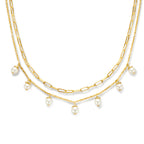 multi-collier Perlen 42 + 3 cm vergoldet (gelb)