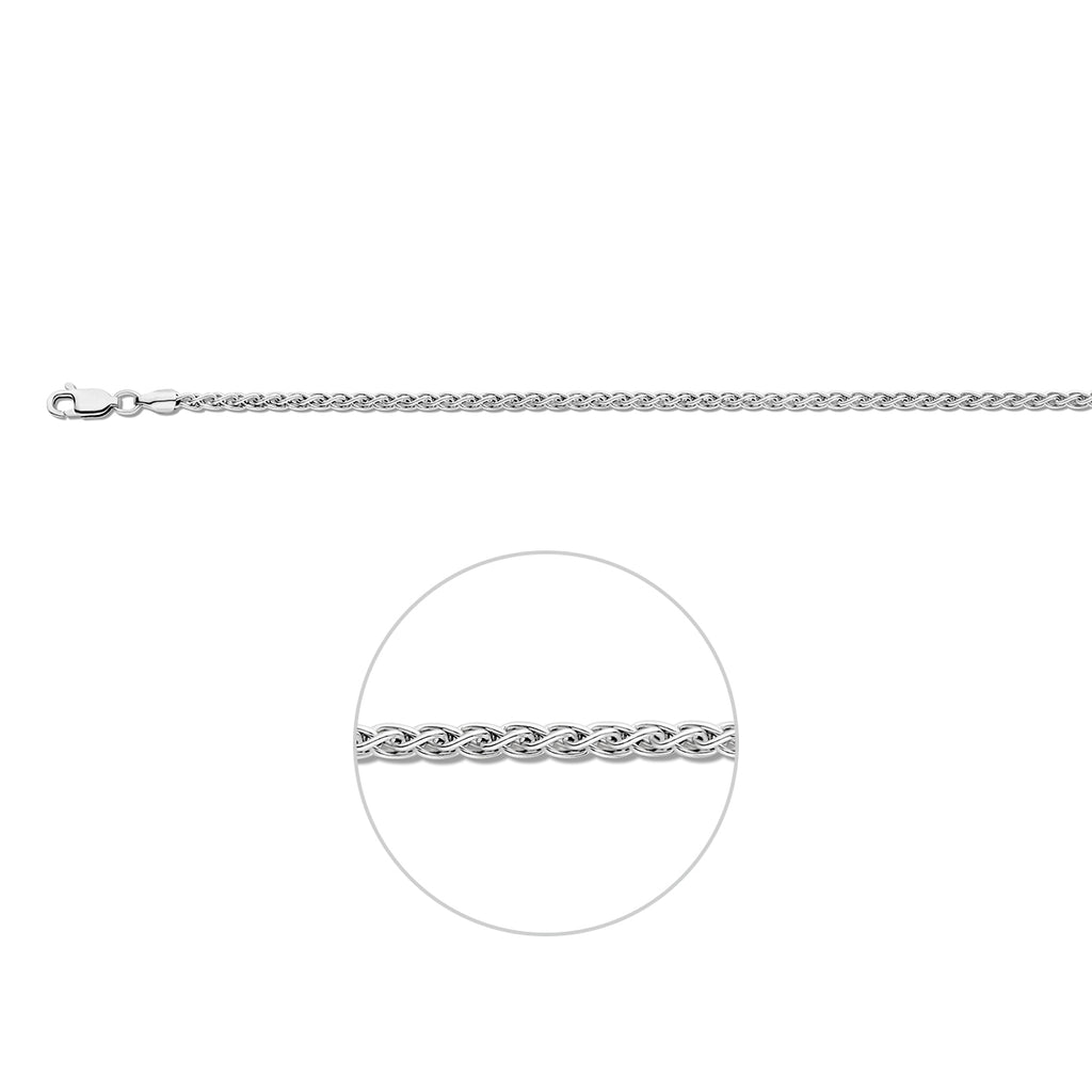 vossestaart rond 2,5 mm zilver gerhodineerd