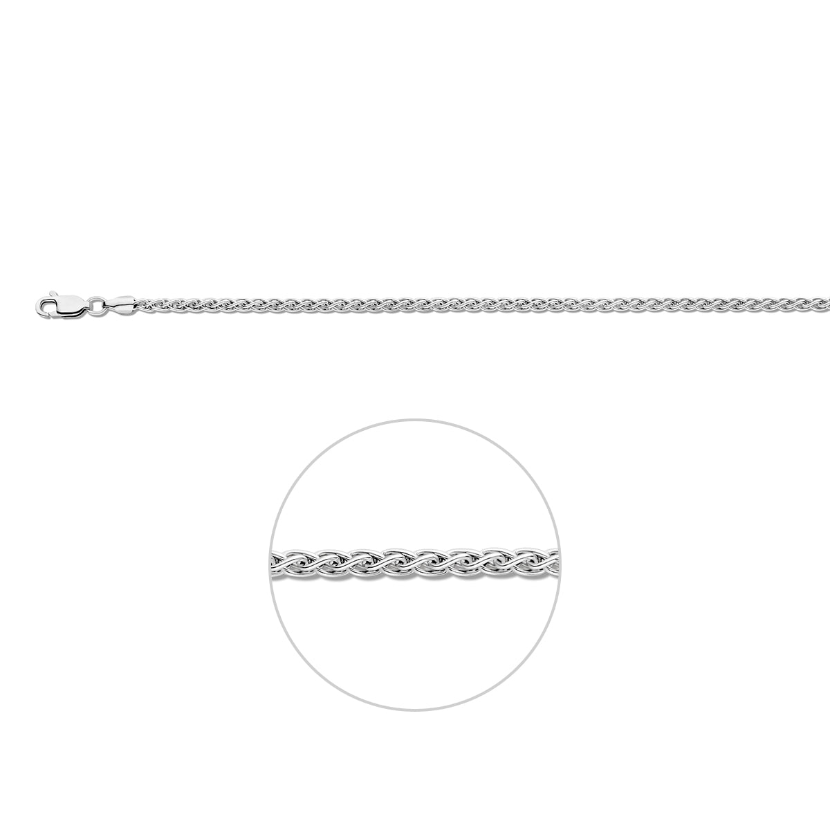 vossestaart rond 2,5 mm zilver gerhodineerd