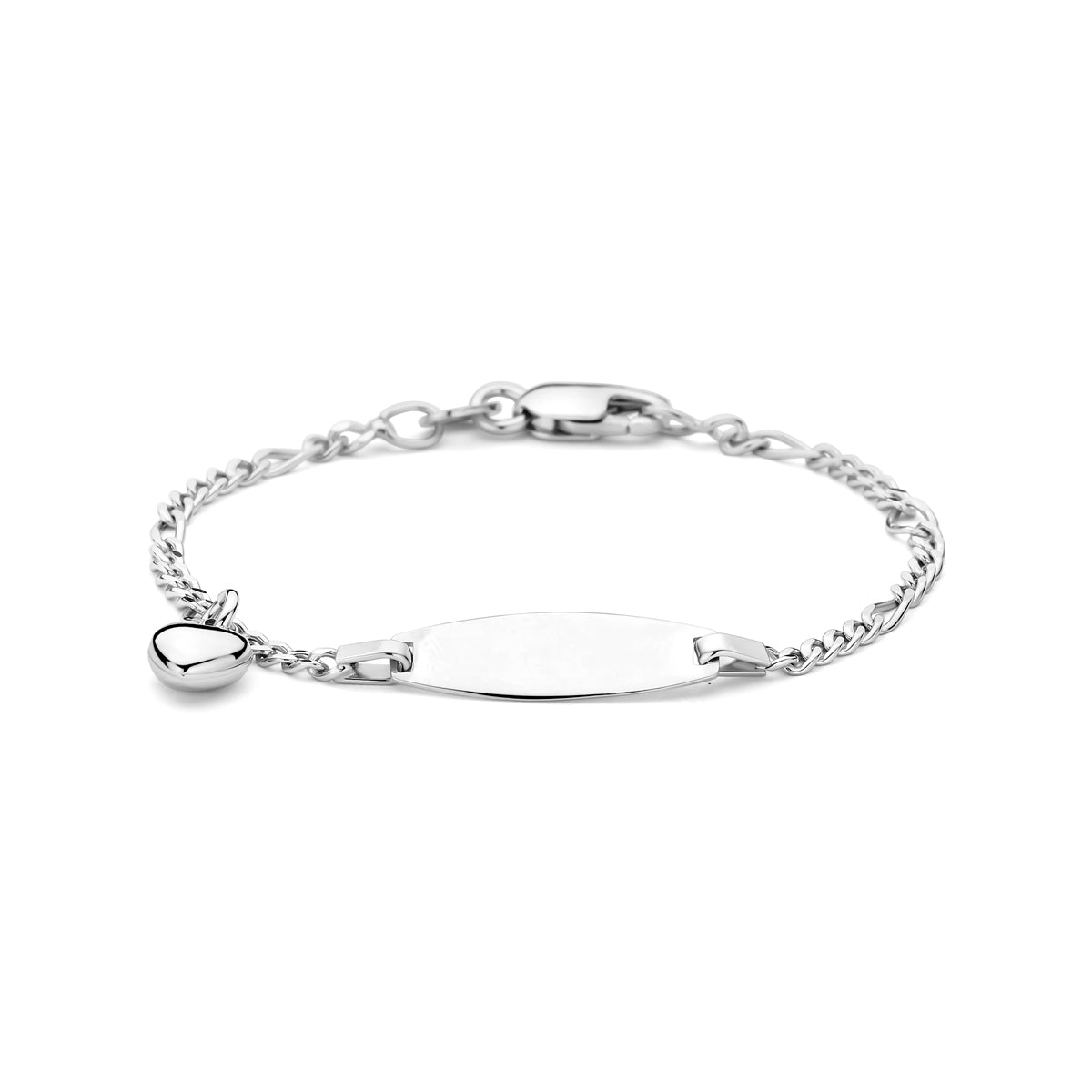 graveerarmband hartje 11 - 13 cm zilver gerhodineerd