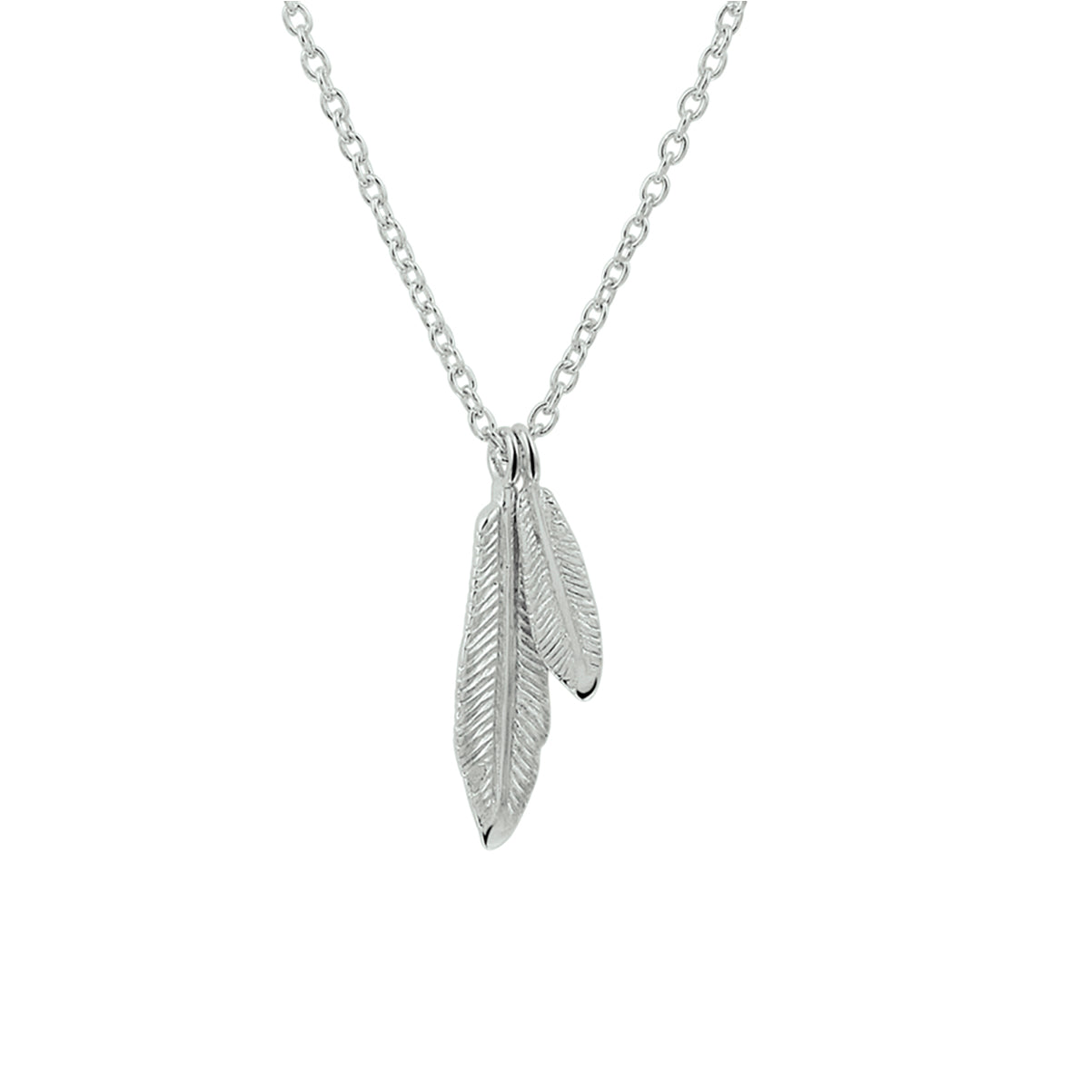 Halskette Federn 41 + 4 cm Silber rhodiniert