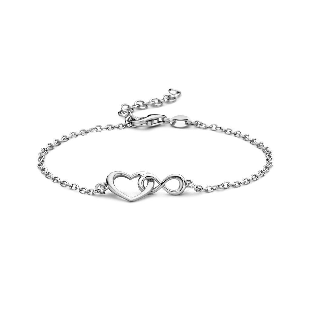 armband hart en infinity 16 + 3 cm zilver gerhodineerd